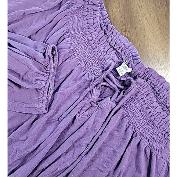 Guess Crop Blouse Purple L Y2K Mall-Girl Off-Shoulder Boho Festival - Picture 1 of 9